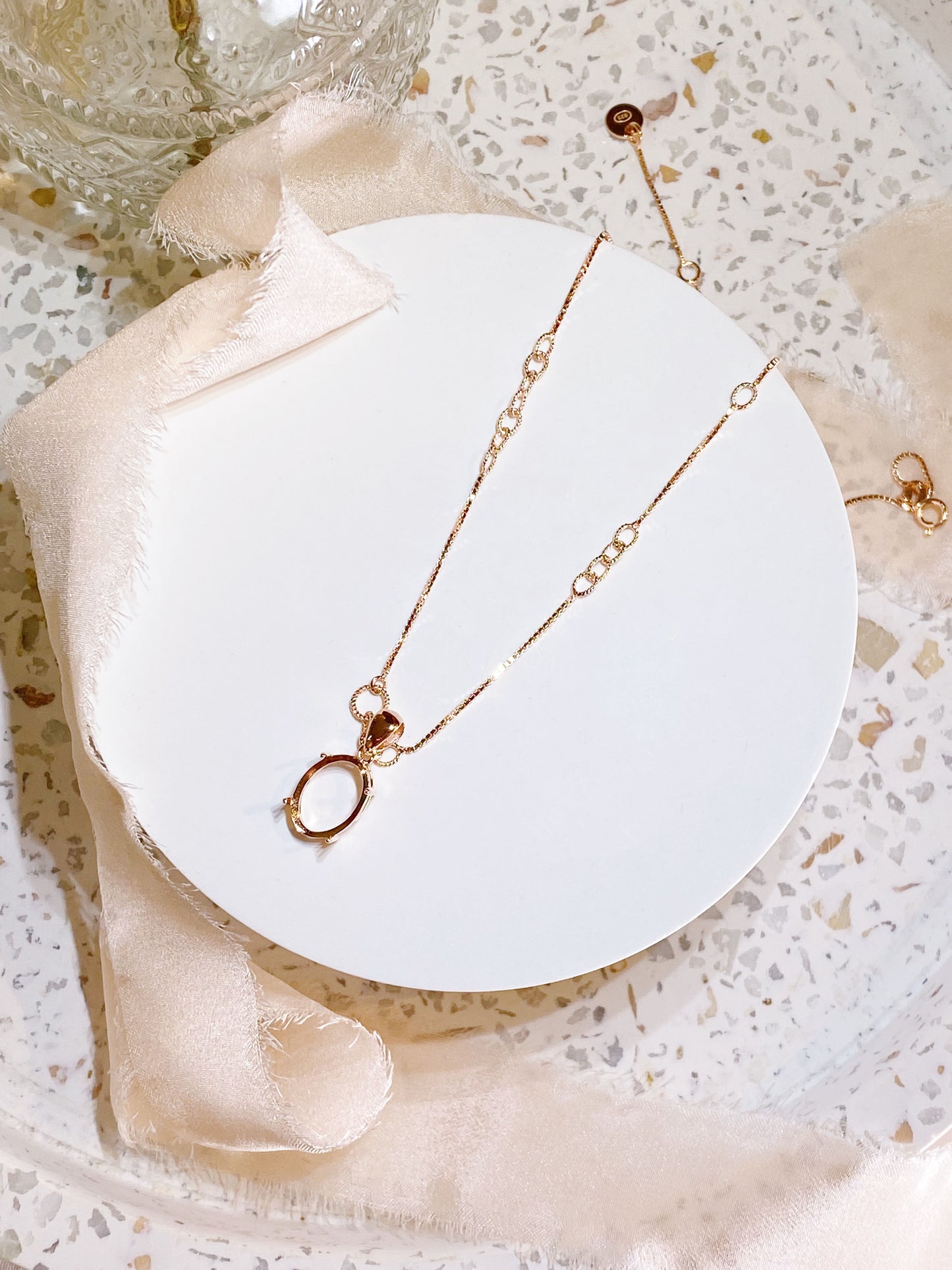Love of Life Twisted Rings Necklace with Oval Pendant