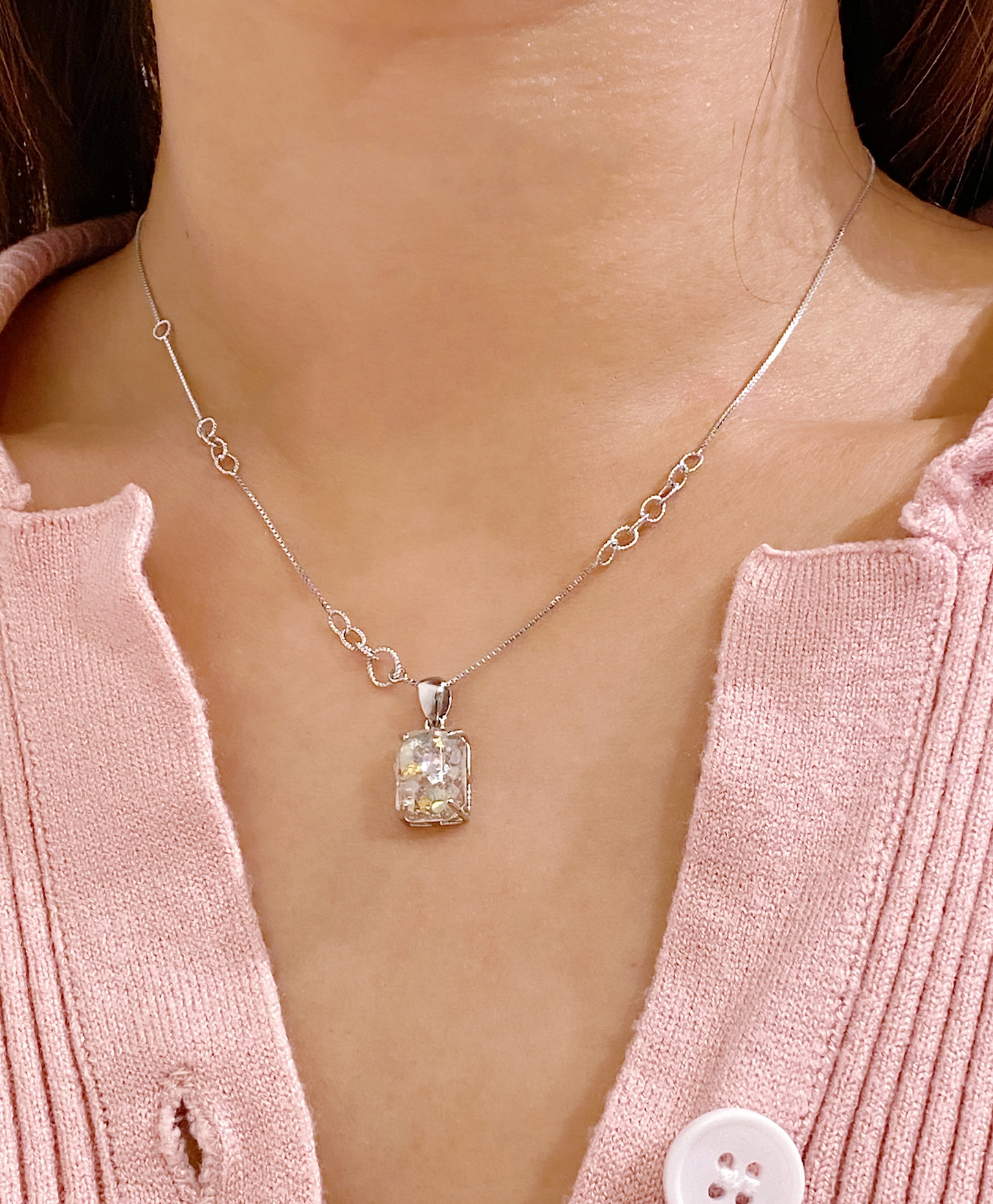 Love of Life Twisted Rings Necklace with Emerald Pendant