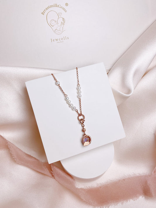 Love of Life Pearl Necklace with Full Moon Pendant