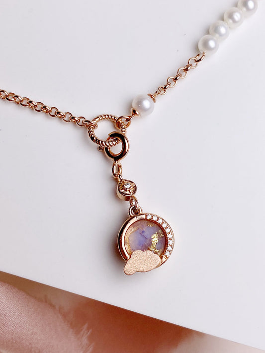 Love of Life Pearl Bracelet with Full Moon Pendant