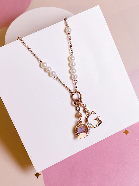 BreastmilkGems™ DIY kit with Love of Life Pearl Necklace with Full Moon Pendant & Shinny Initial