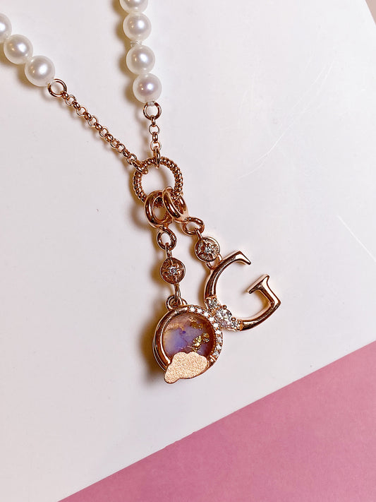 BreastmilkGems™ DIY kit with Love of Life Pearl Necklace with Full Moon Pendant & Shinny Initial