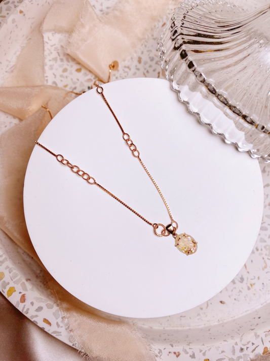 Love of Life Twisted Rings Necklace with Oval Pendant